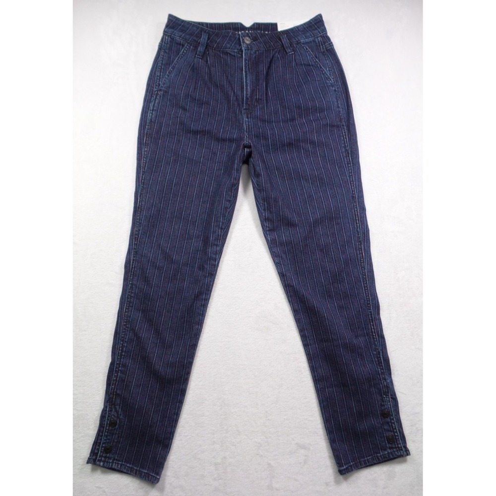 American Eagle Jeans Womens Size 4 Blue Striped Denim Mom High Rise Stretch NWT